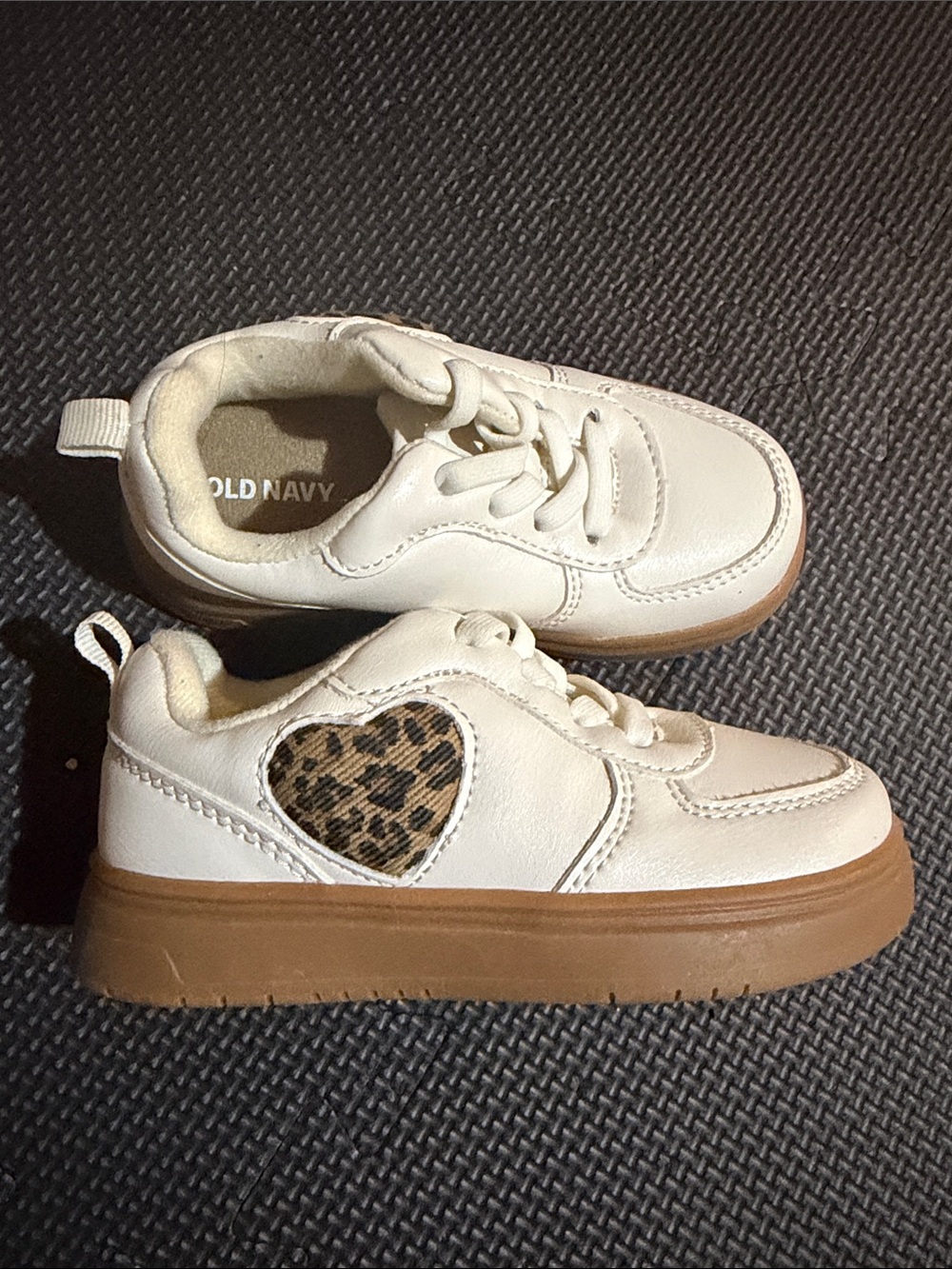 Old Navy White Kids Sneakers with Leopard Heart